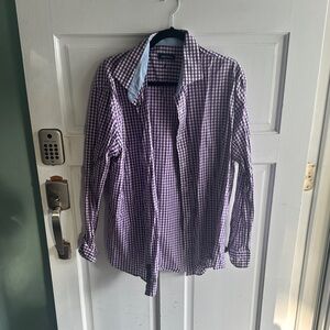 Nautica Men's Purple and White Checkered Shirt